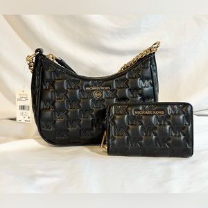 New Michael Kors Jet Set Charm Small Chain Pouchette Hand Bag & Wallet